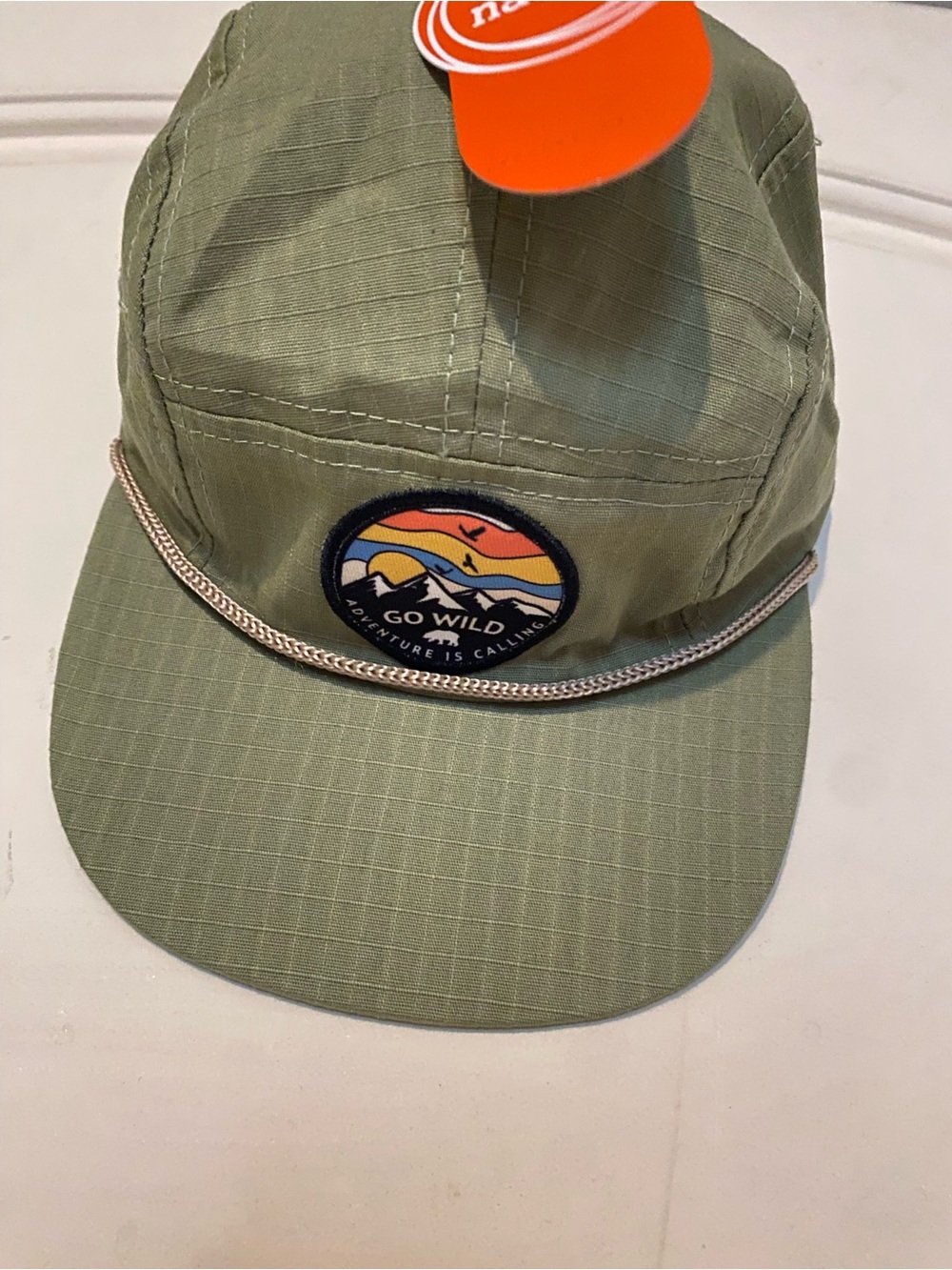 Go Wild Olive Green Outdoor Cap with Braided Brim Detail